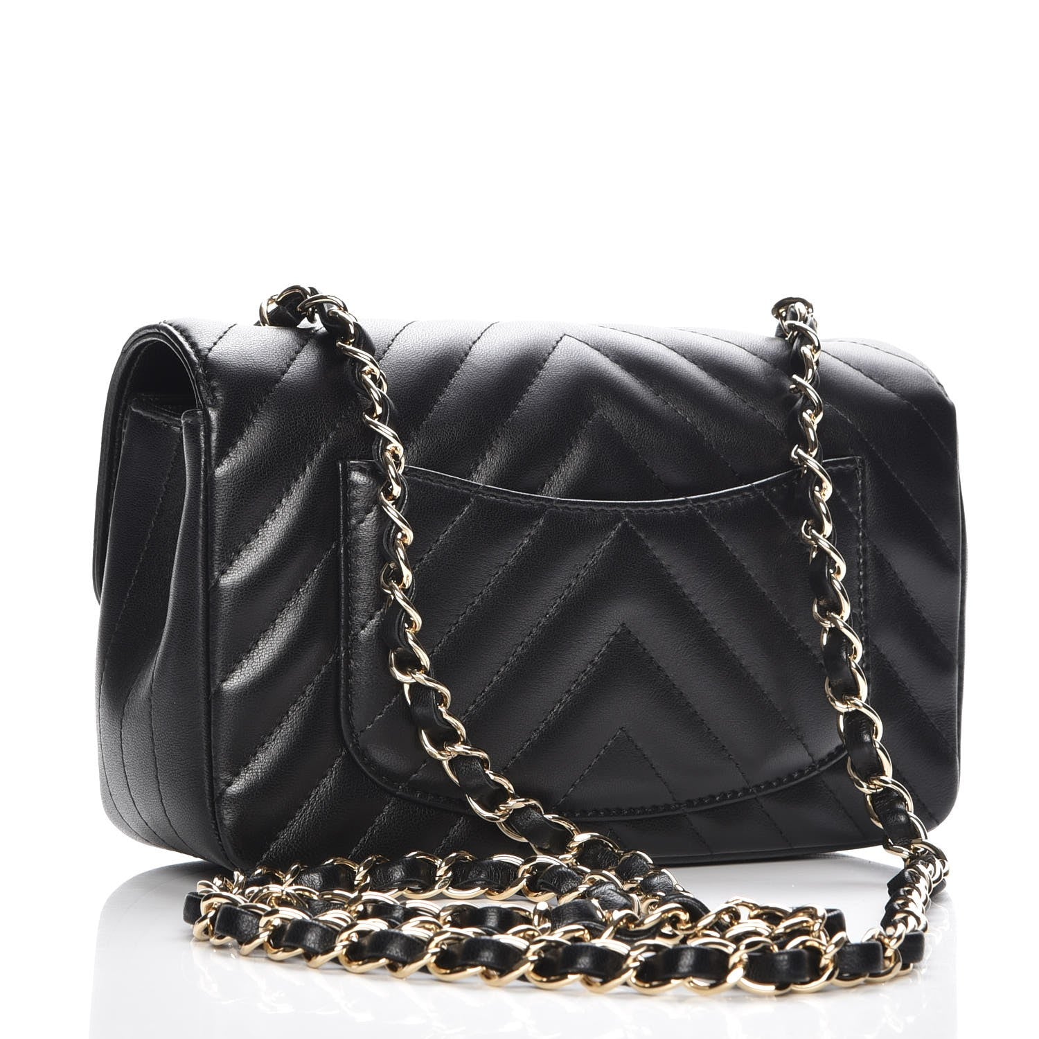 Chanel Lambskin Chevron Quilted Mini Rectangular Flap Black 3 of 8