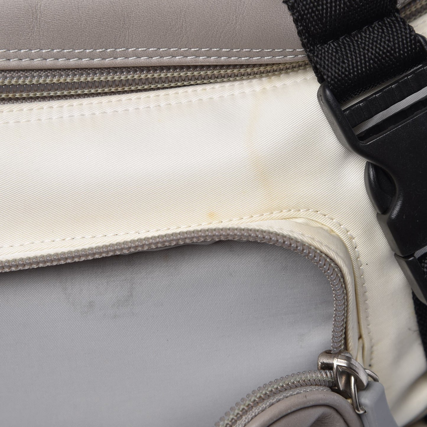 Nylon Calfskin CC Backpack White Gray