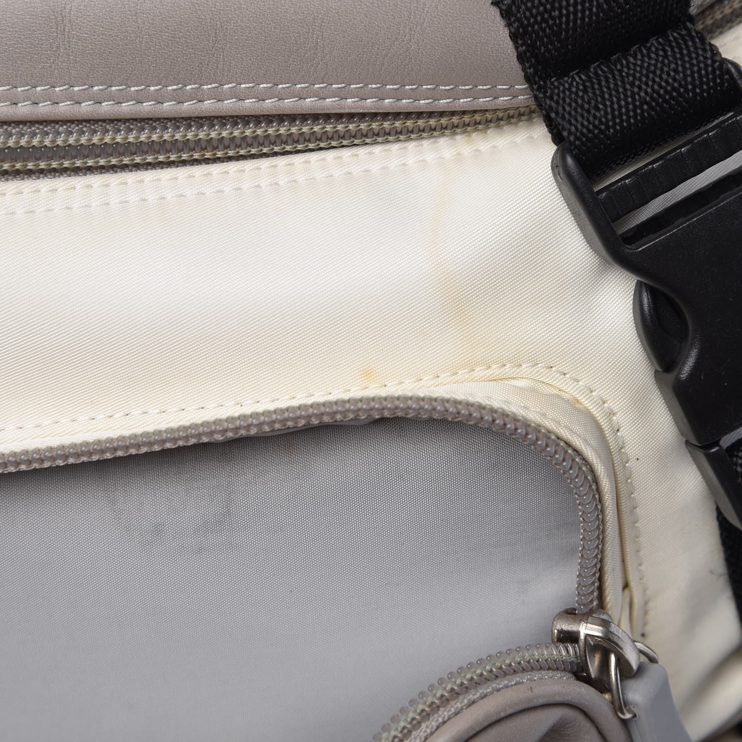 Chanel Nylon Calfskin CC Backpack White Gray 17 of 30
