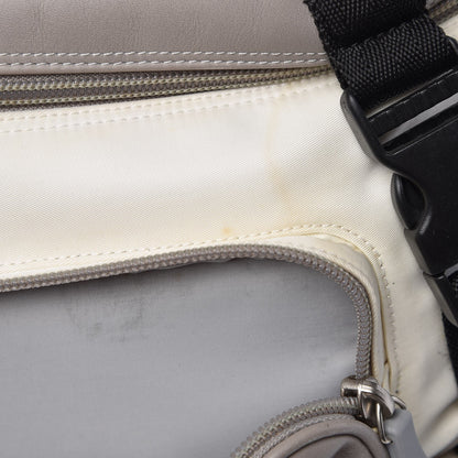 Chanel Nylon Calfskin CC Backpack White Gray 17 of 30