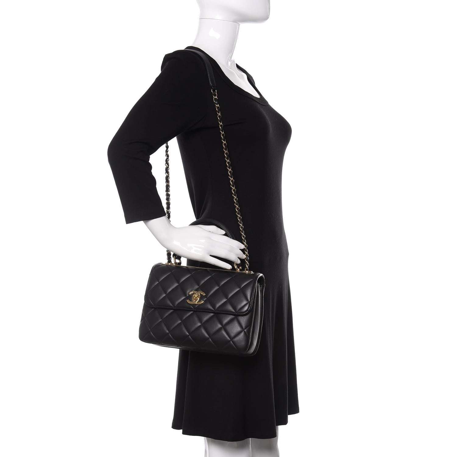 Chanel Lambskin Quilted Small Trendy CC Dual Handle Flap Bag Black 2 of 9