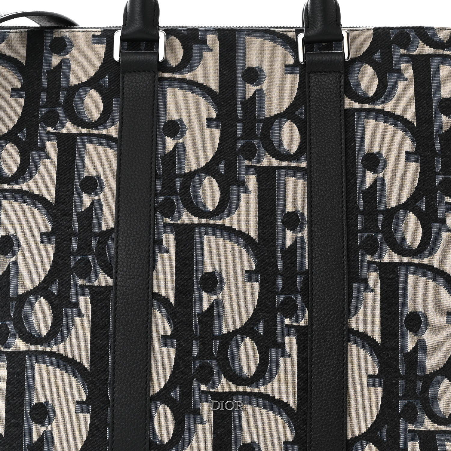 Christian Dior Maxi Oblique Jacquard Weekender 40 Beige Black 8 of 10