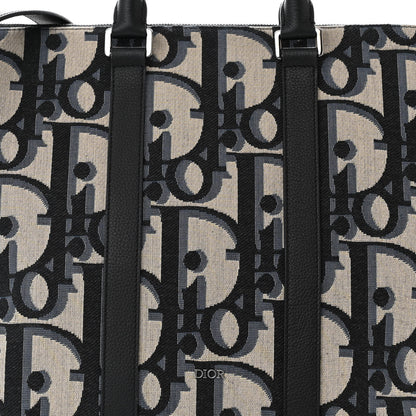 Christian Dior Maxi Oblique Jacquard Weekender 40 Beige Black 8 of 10