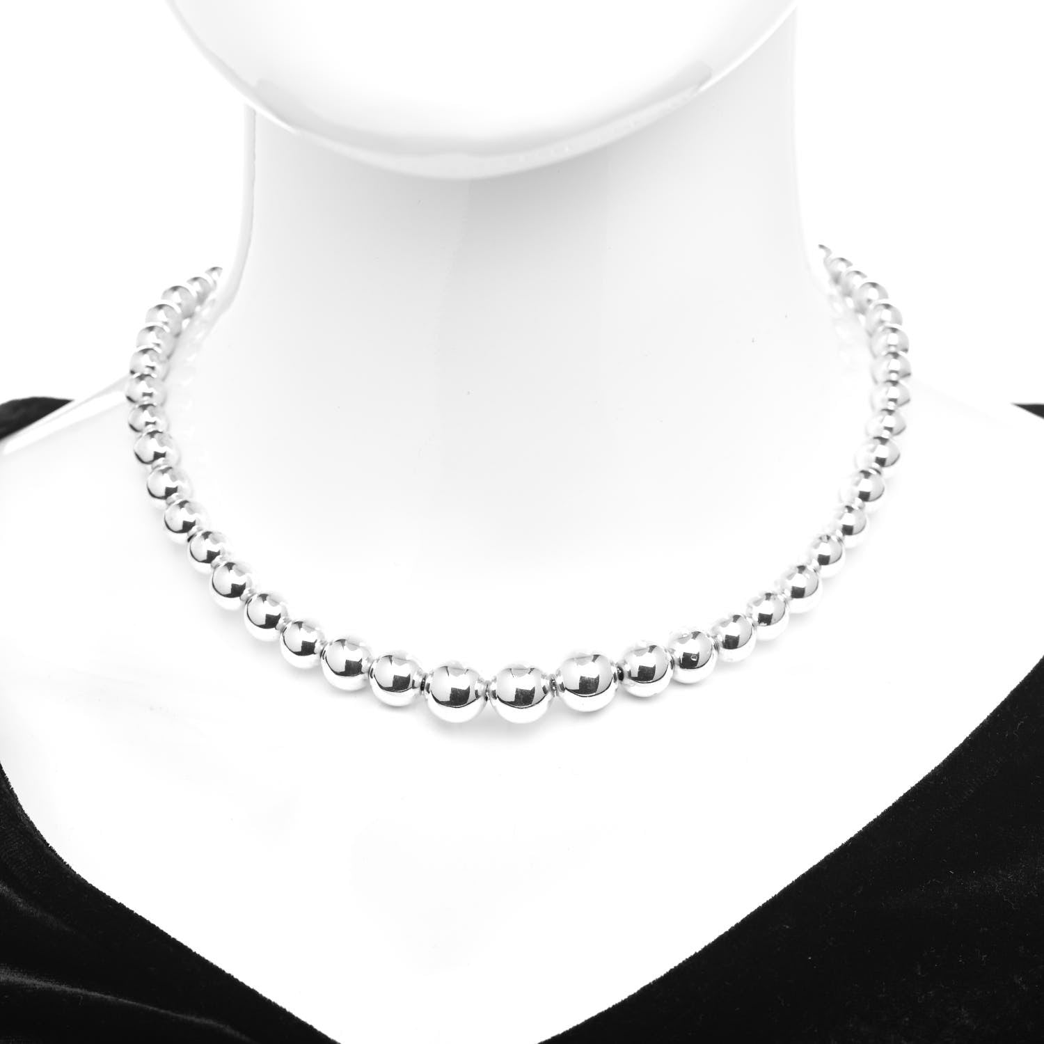 Tiffany Sterling Silver HardWear Graduated Ball Necklace 2 of 4