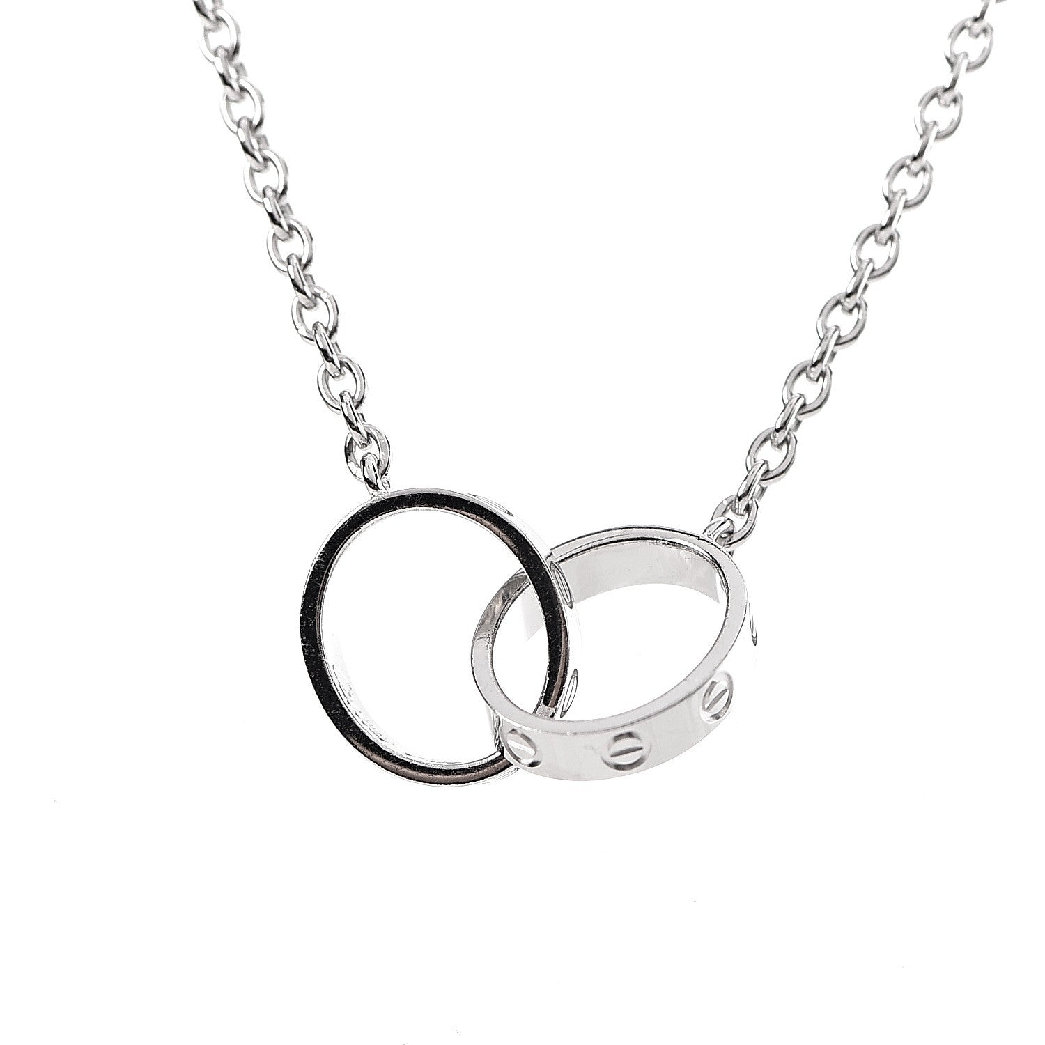 Cartier 18K White Gold Interlocking LOVE Necklace 4 of 8