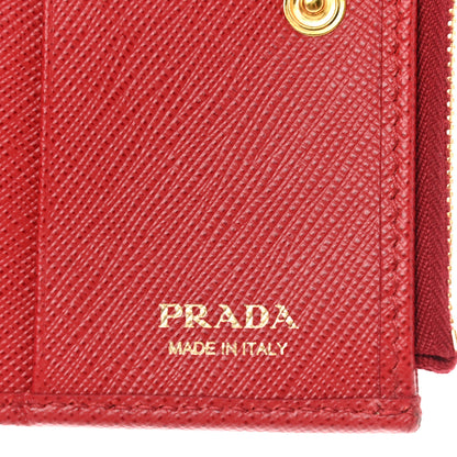 Prada Saffiano Zip Top Compact Wallet Fuoco 6 of 6