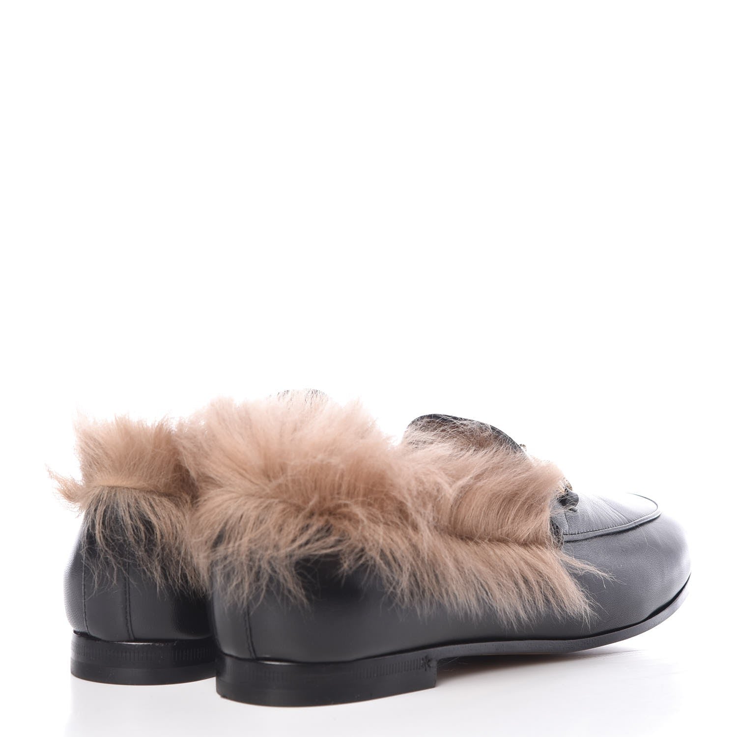 Gucci Malaga Kid Fur Womens Jordaan Loafers 38.5 Black Natural 4 of 8