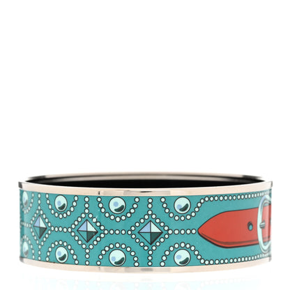 Hermes Enamel Printed Colliers de Chiens Wide Bracelet 70 3 of 5