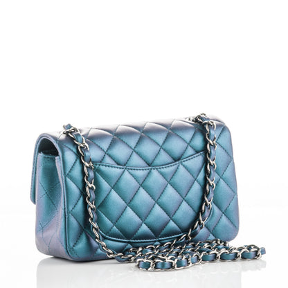 Chanel Iridescent Lambskin Quilted Mini Rectangular Flap Turquoise 3 of 8