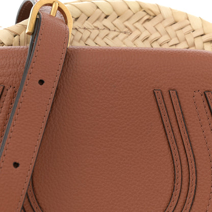 Chloe Raffia Small Grain Calfskin Small Marcie Basket Crossbody Tan 9 of 12