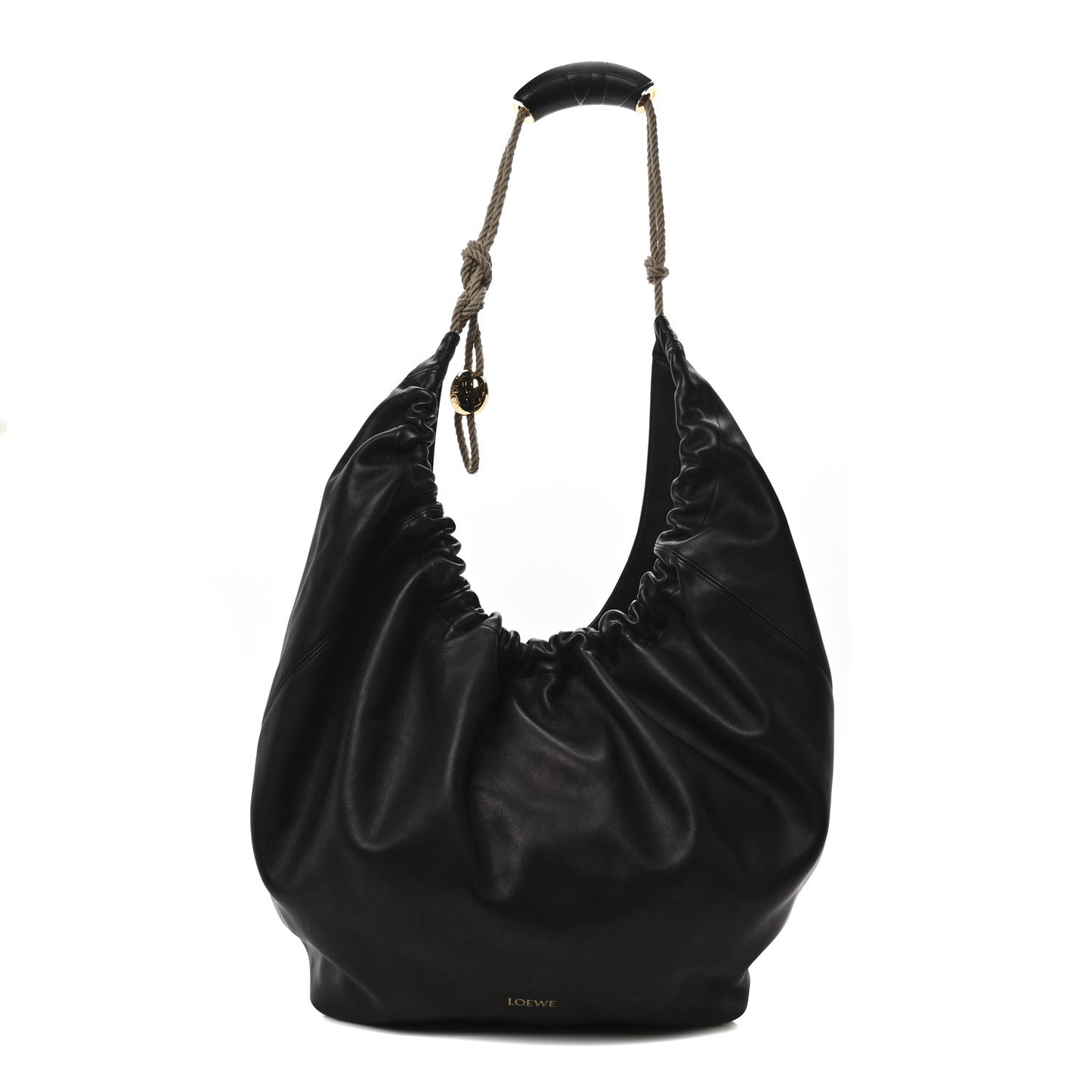Calfskin XL Squeeze Cord Bag Black