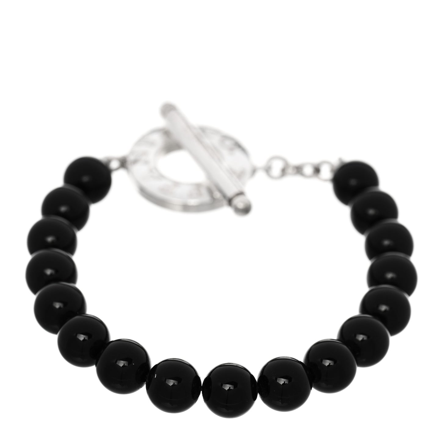 Sterling Silver Black Onyx Bead Toggle Bracelet