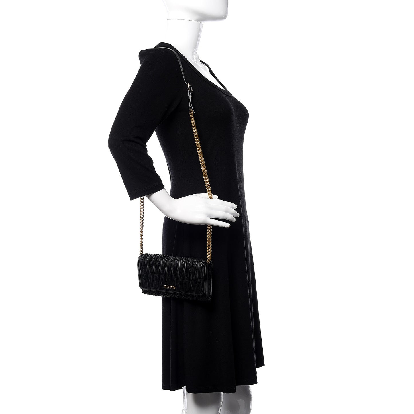 Nappa Matelasse Wallet On Chain Black