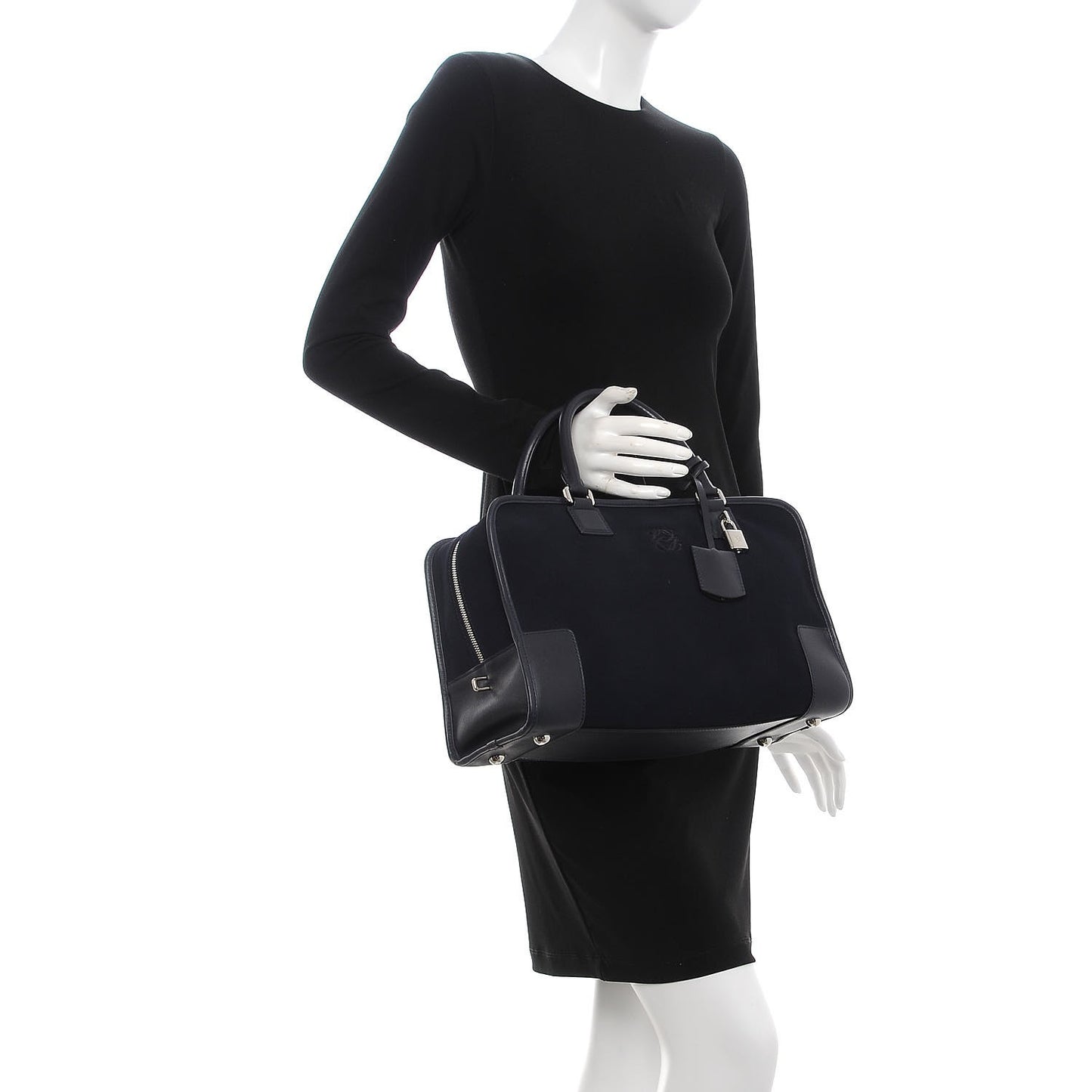 Denim-Effect Suede Calfskin Amazona Midnight Blue