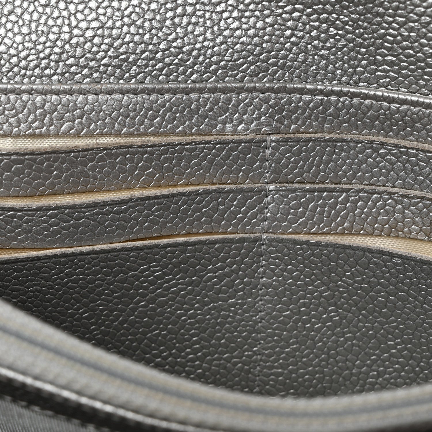 Chanel Glittered Metallic Caviar Quilted Large Flap Wallet Silver 12 of 16