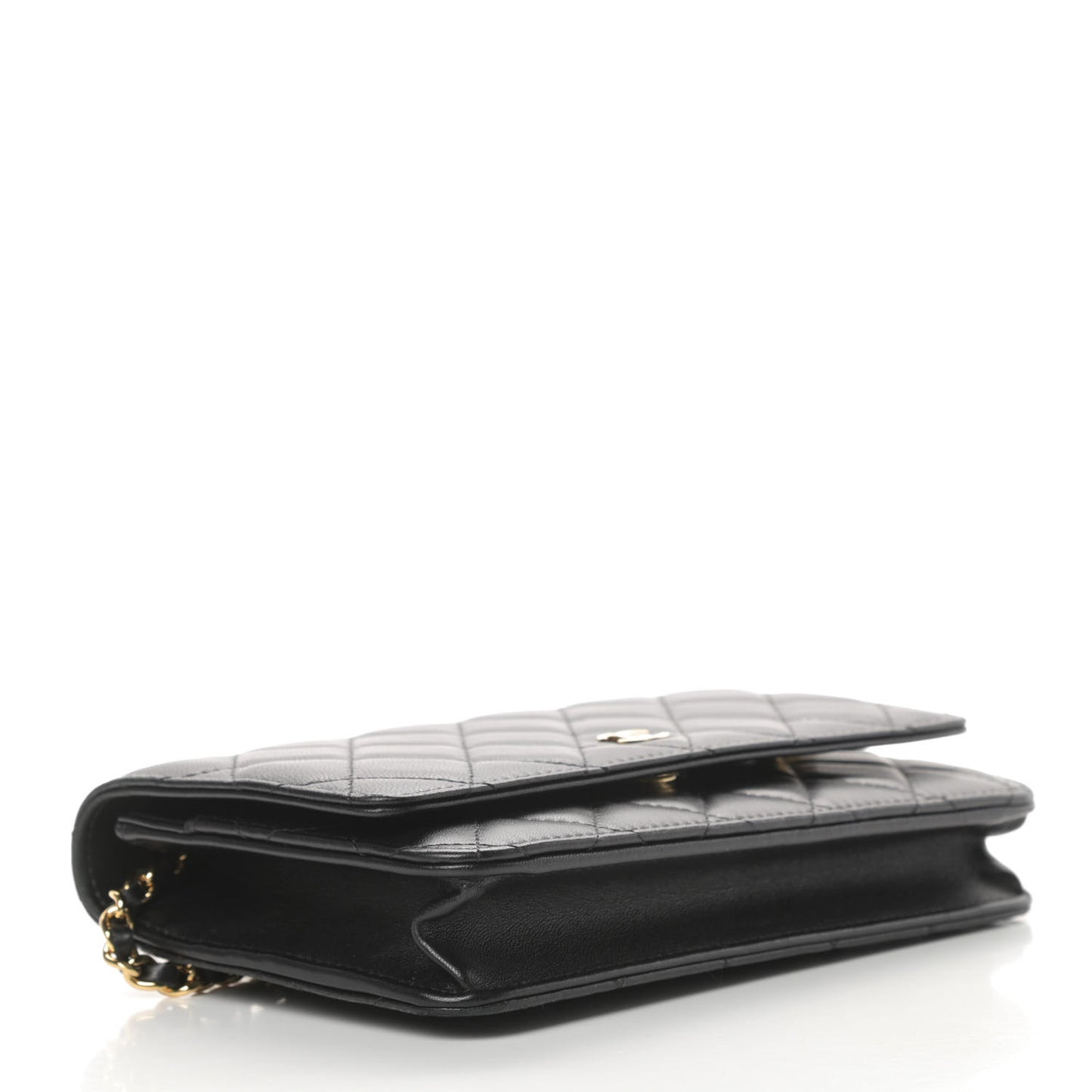 Lambskin Quilted Wallet On Chain WOC Black