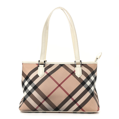 Burberry Nova Check Patent Trim Shopper Tote White 1 of 17