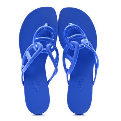 Hermes Rubber Womens Egerie Sandals 38 Bleu Outremer 2 of 10