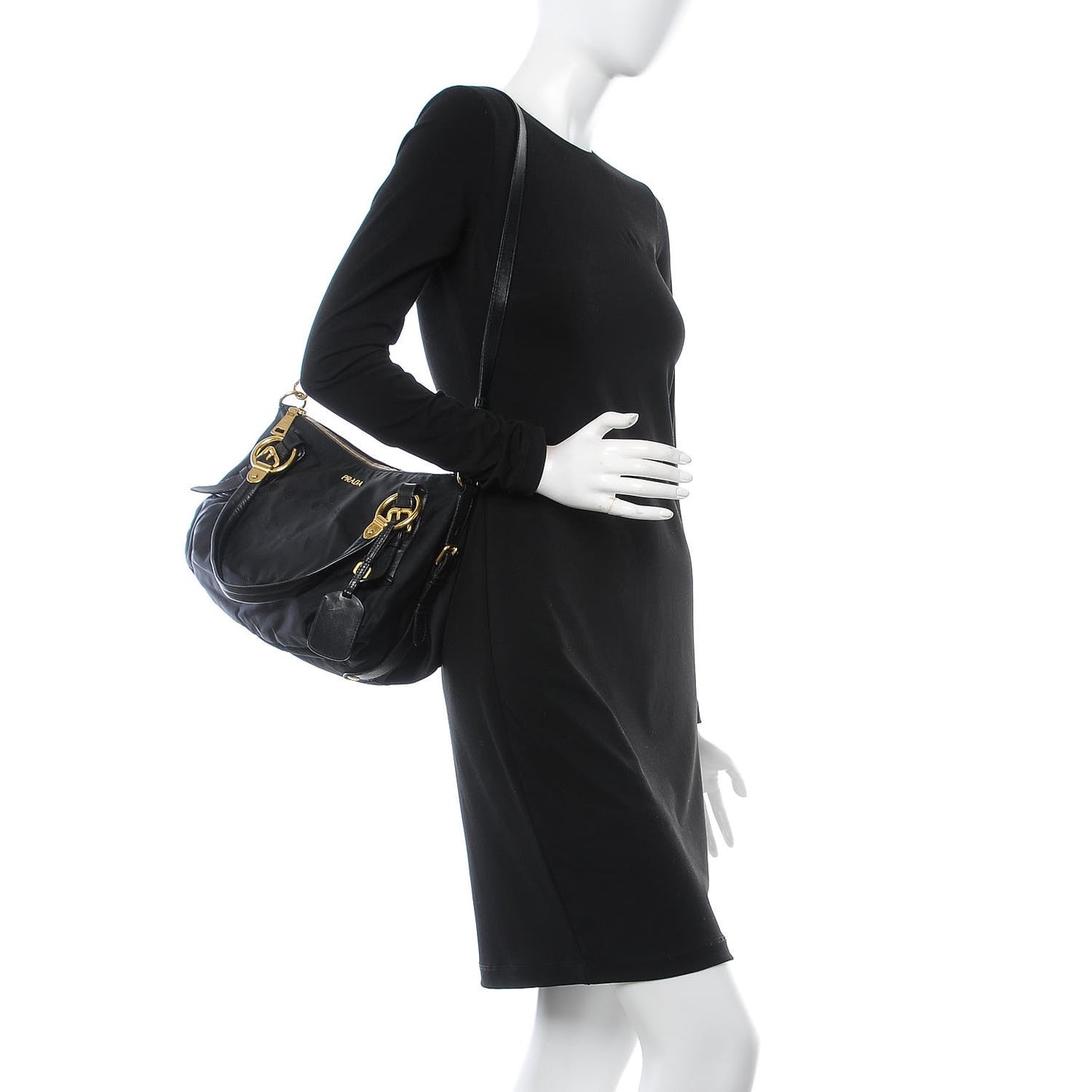Tessuto Nylon Jacquard Logo Aviator Satchel Black
