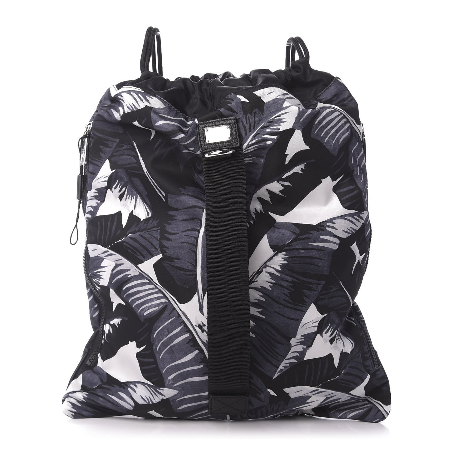 Nylon Printed Drawstring Backpack Black