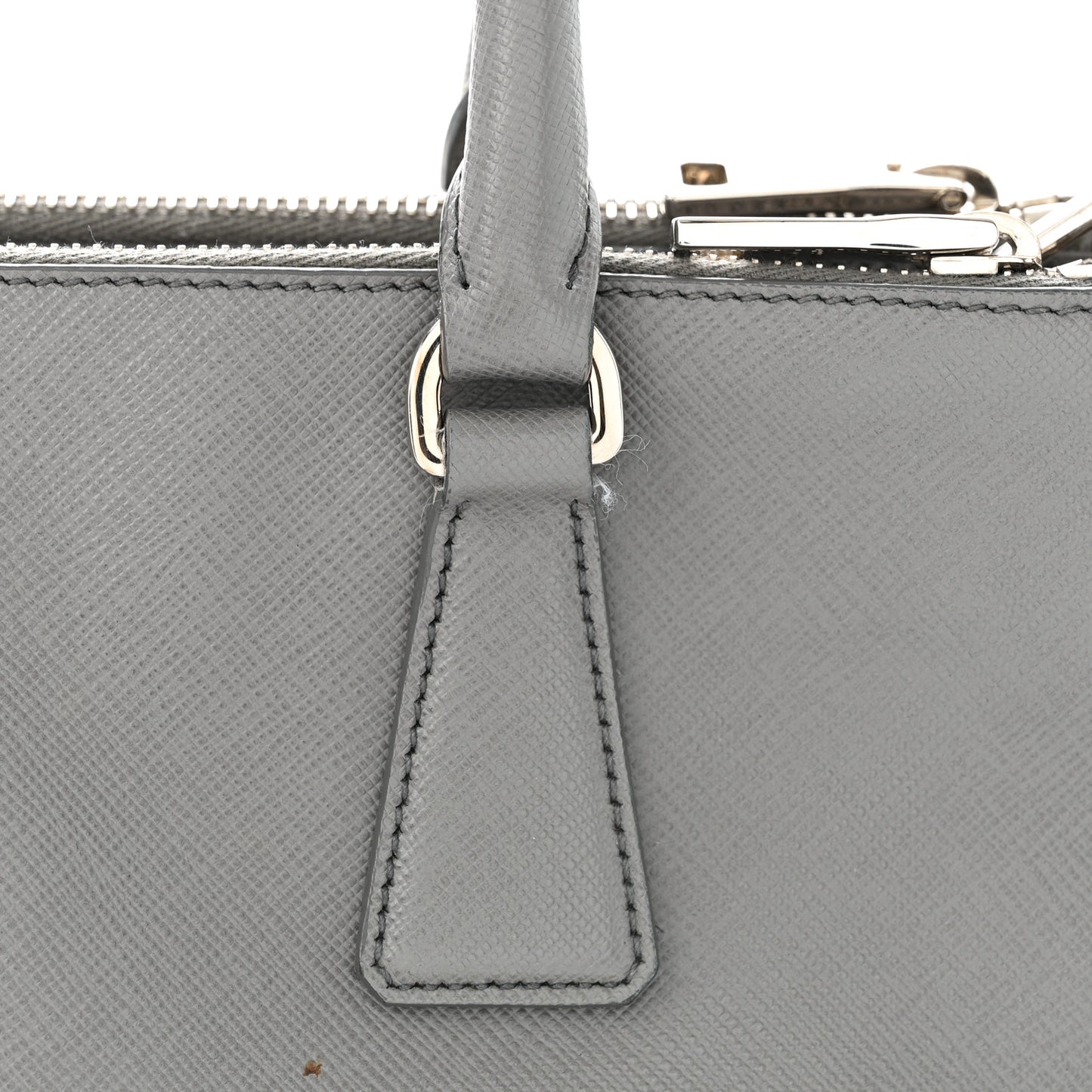 Saffiano Lux Medium Galleria Double Zip Tote Grey