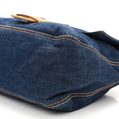 Fendi Denim Lizard Mama Baguette Blue 10 of 11