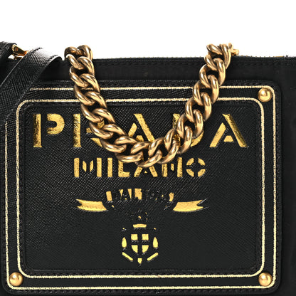 Prada Tessuto Bandoliera Logo Shoulder Bag Gold Black 8 of 13