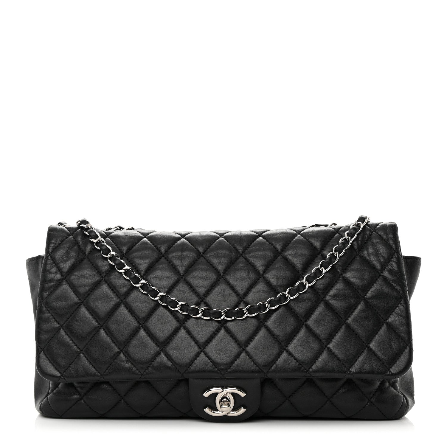 Chanel Lambskin Quilted Jumbo Coco Rain Flap Black 1 of 24