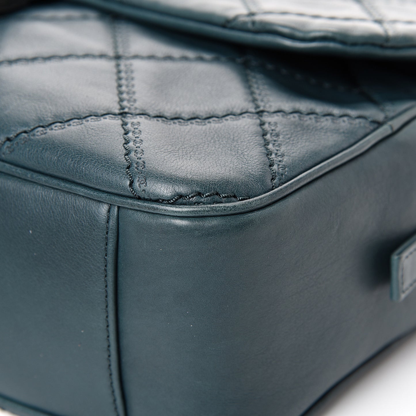 Calfskin Quilted Jumbo Coco Sporran Flap Dark Green