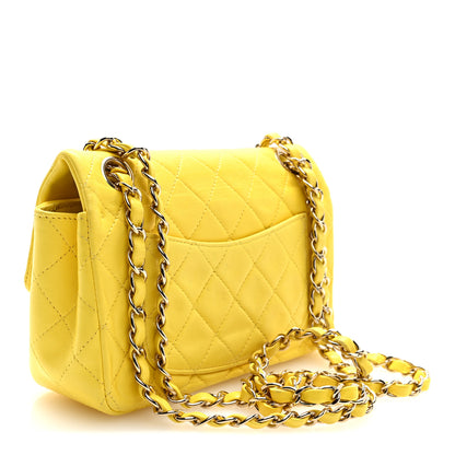 Chanel Lambskin Quilted Mini Rectangular Flap Yellow 3 of 10