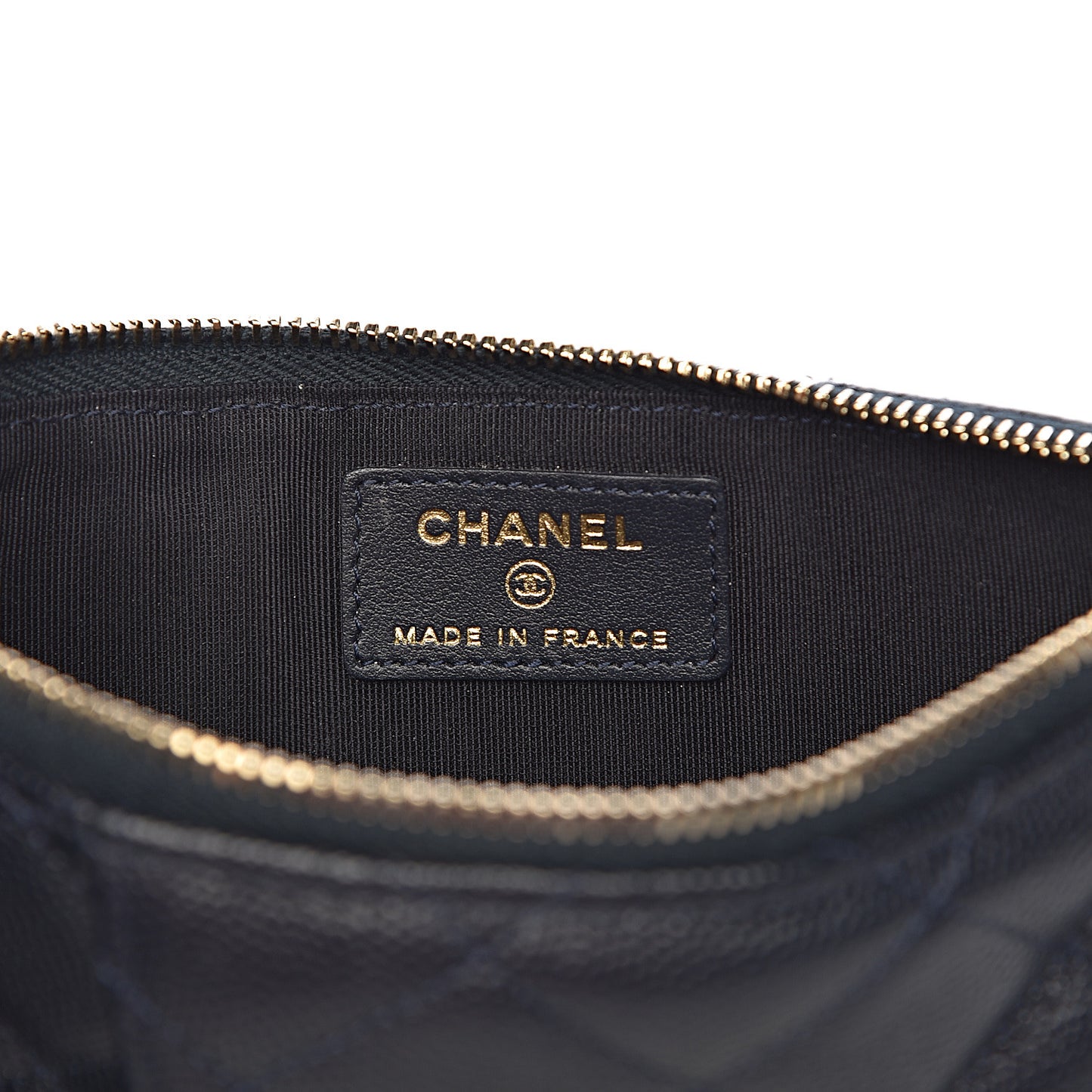 Caviar Quilted Classic Flat Wallet Pouch Navy