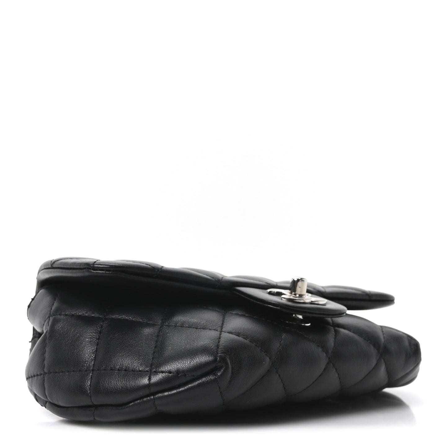 Calfskin Quilted CC Uniform Flap Belt Bag Black