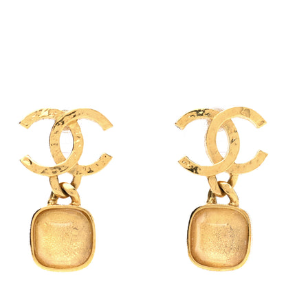 Chanel Metal Natural Stones CC Drop Earrings Gold 1 of 5