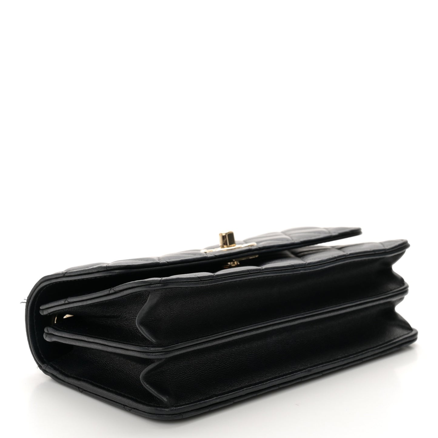 Lambskin Quilted Medium Trendy CC Flap Dual Handle Bag Black