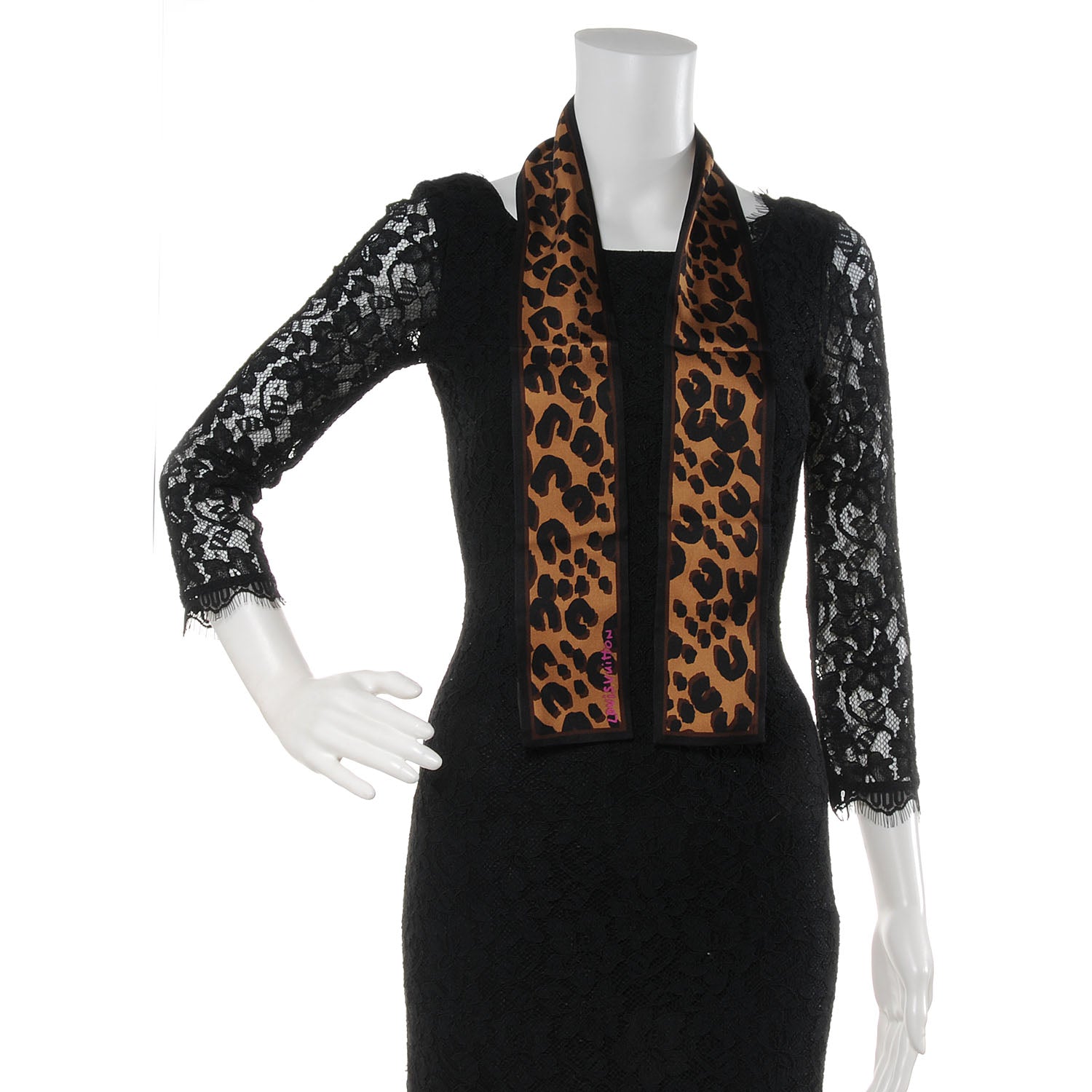 Louis Vuitton Silk Leopard Bandeau Scarf Marron 2 of 5