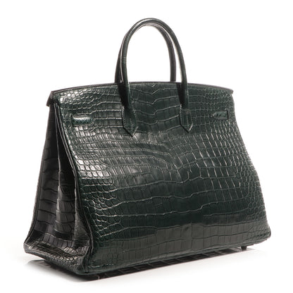 Hermes Matte Porosus Crocodile Birkin 40 Vert Fonce 3 of 10
