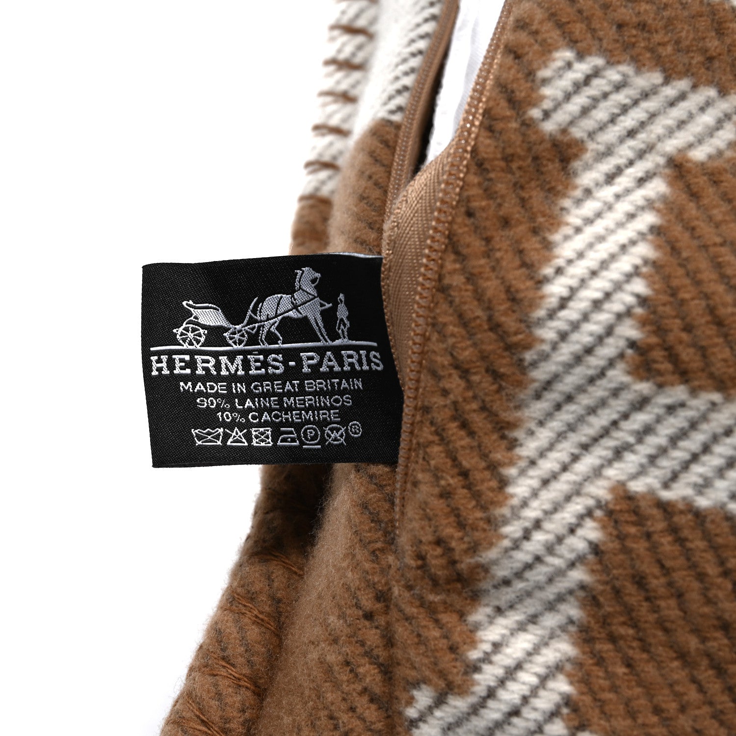 Hermes Wool Cashmere Avalon Pillow PM Ecru Camel 3 of 3