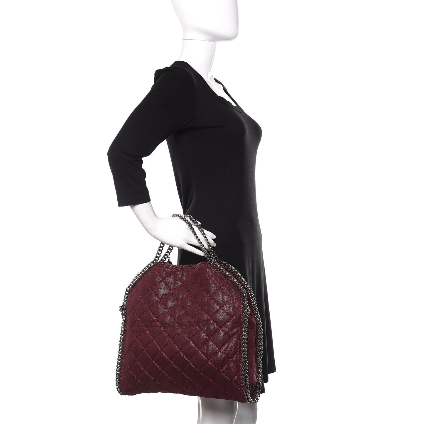 Shaggy Deer Quilted Falabella Fold Over Tote Plum