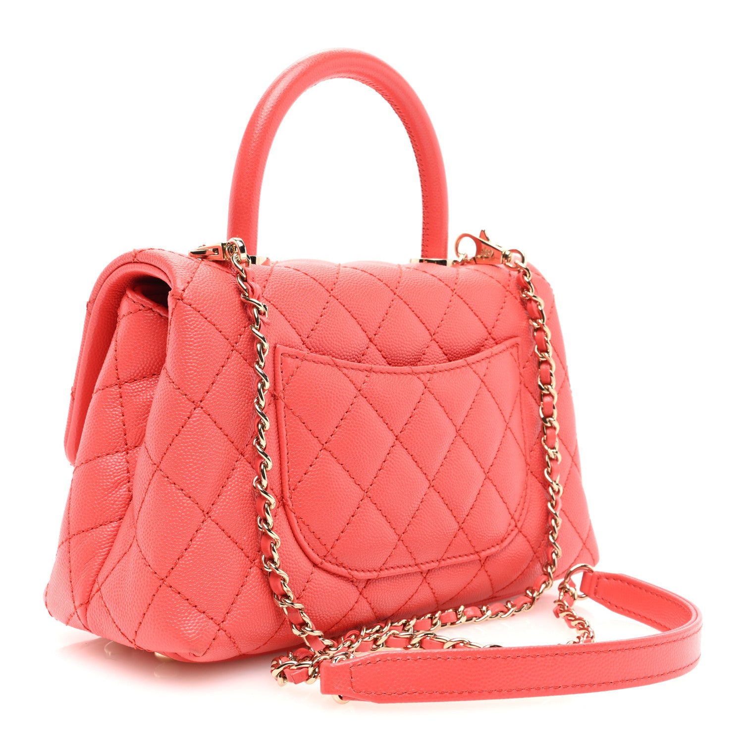 Chanel Caviar Quilted Mini Coco Handle Flap Red 2 of 10