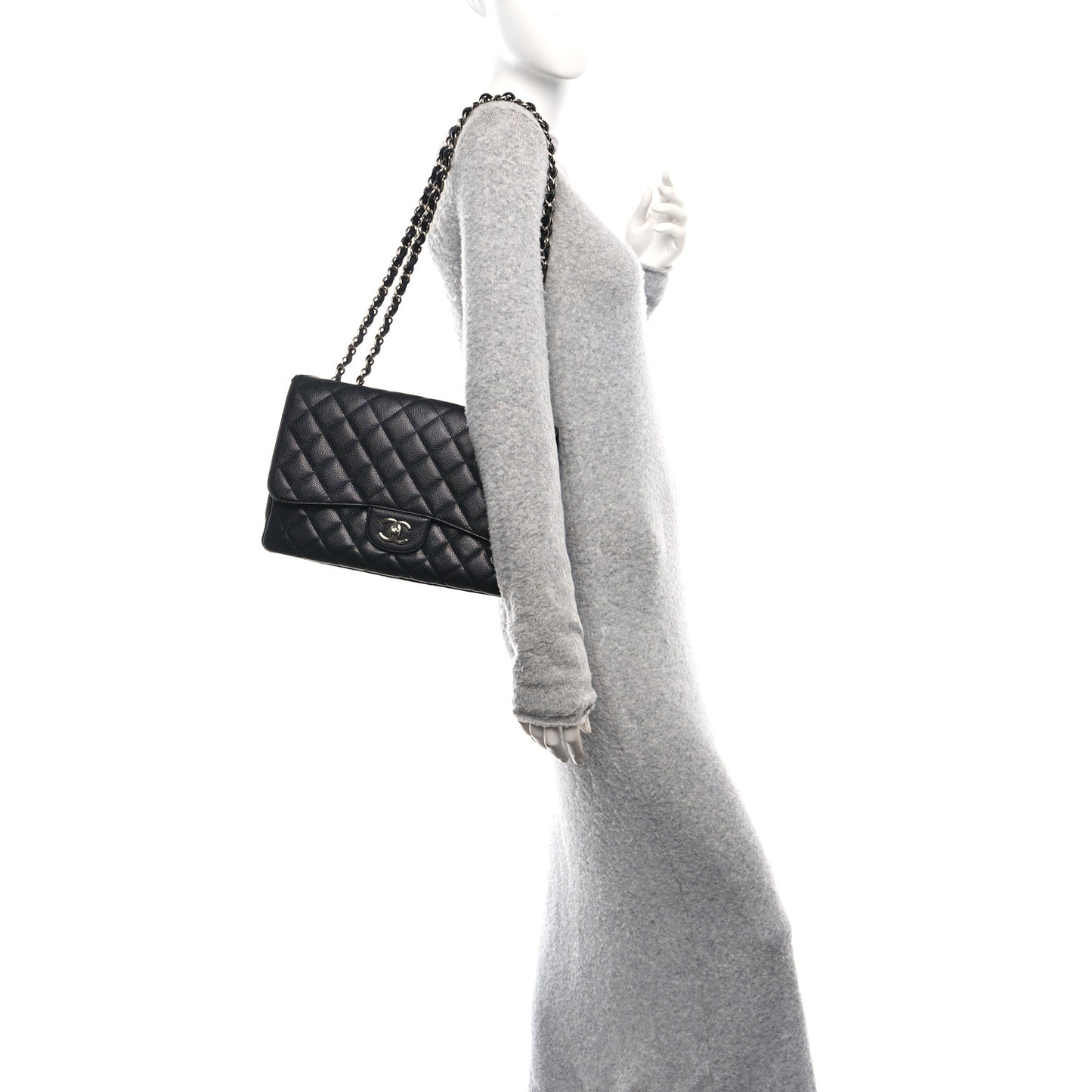 Caviar Quilted Jumbo Single Flap Black