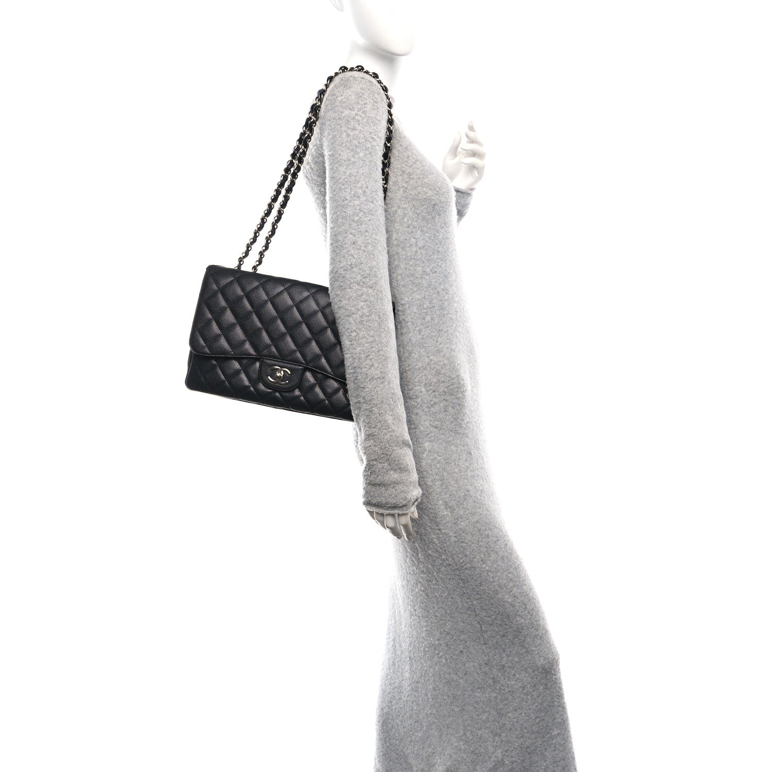 Chanel Caviar Quilted Jumbo Single Flap Black 2 of 11