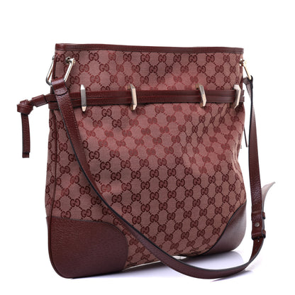 Gucci Monogram Textured Dollar Calfskin Horsebit 1955 Cinch Top Messenger Bag Sahara Rubino Chardonnay 3 of 10