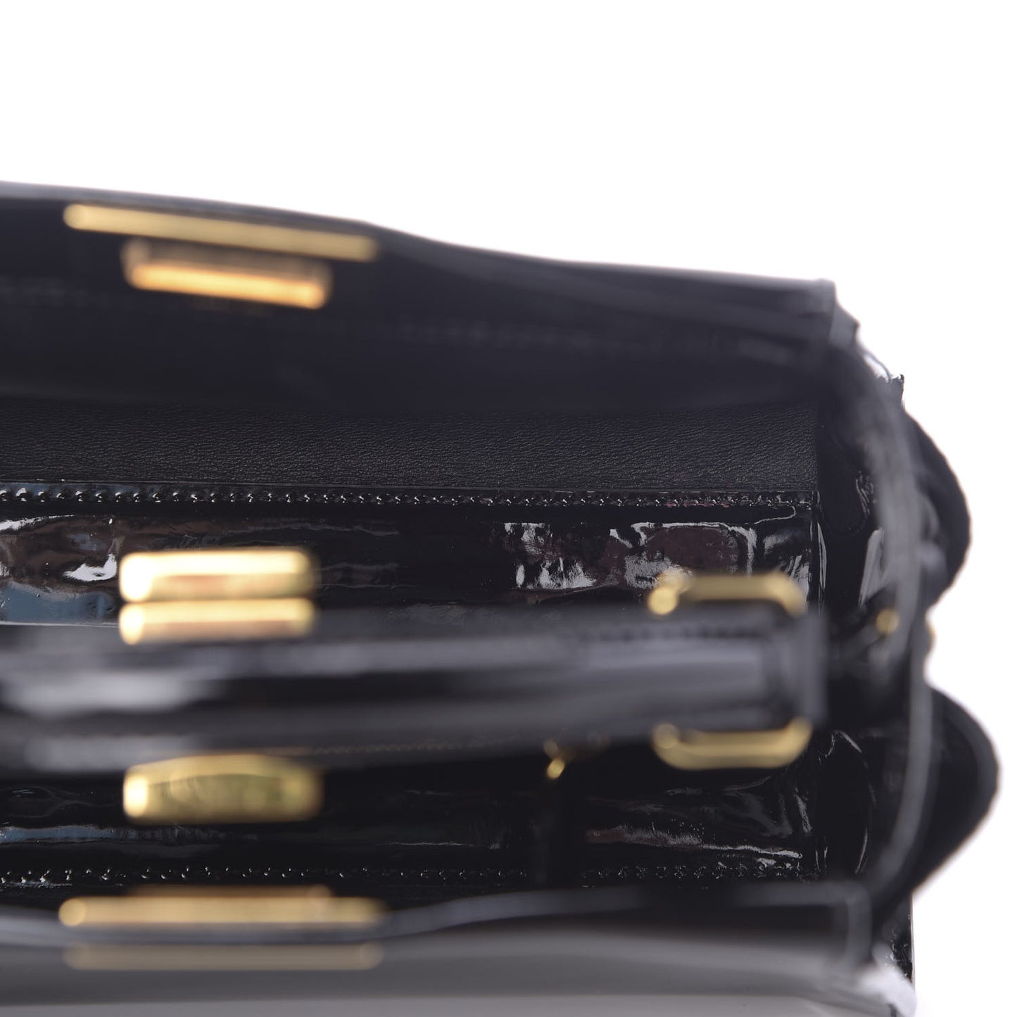 Vitello Vernice Mou Mini Peekaboo Iconic Satchel Black