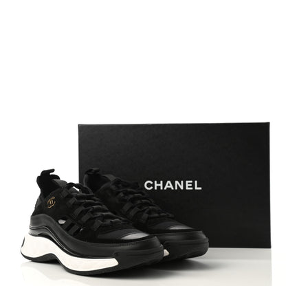 Chanel Fabric Calfskin Suede CC Sneakers 41 Black 9 of 9