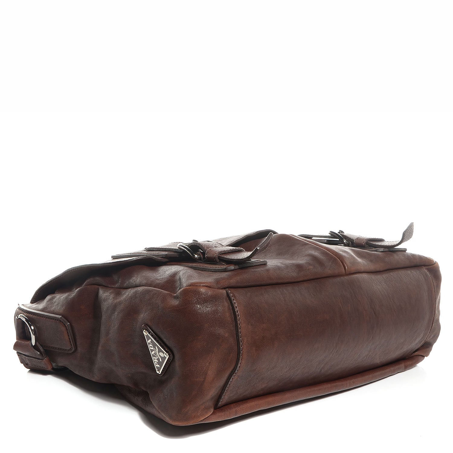Prada Washed Buffalo Mens Messenger Bag Cocco 4 of 9