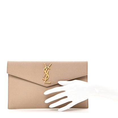 Saint Laurent Grain De Poudre Uptown Pouch Dark Beige 2 of 9