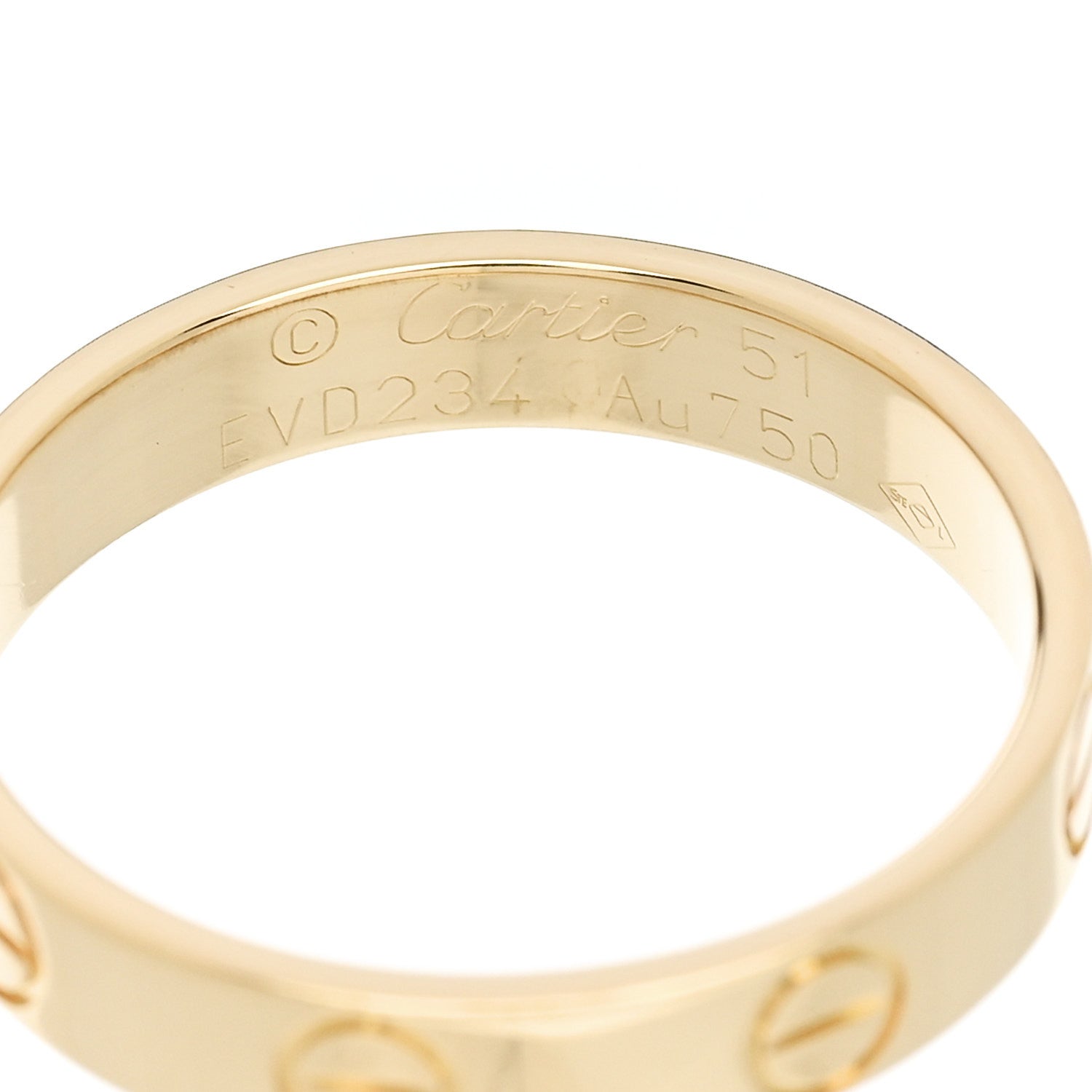 Cartier 18K Yellow Gold 3.5mm LOVE Wedding Band Ring 51 5.75 4 of 5