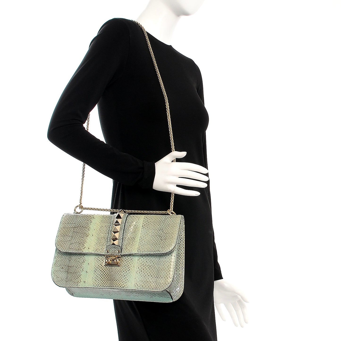 Python Large Glam Lock Rockstud Flap