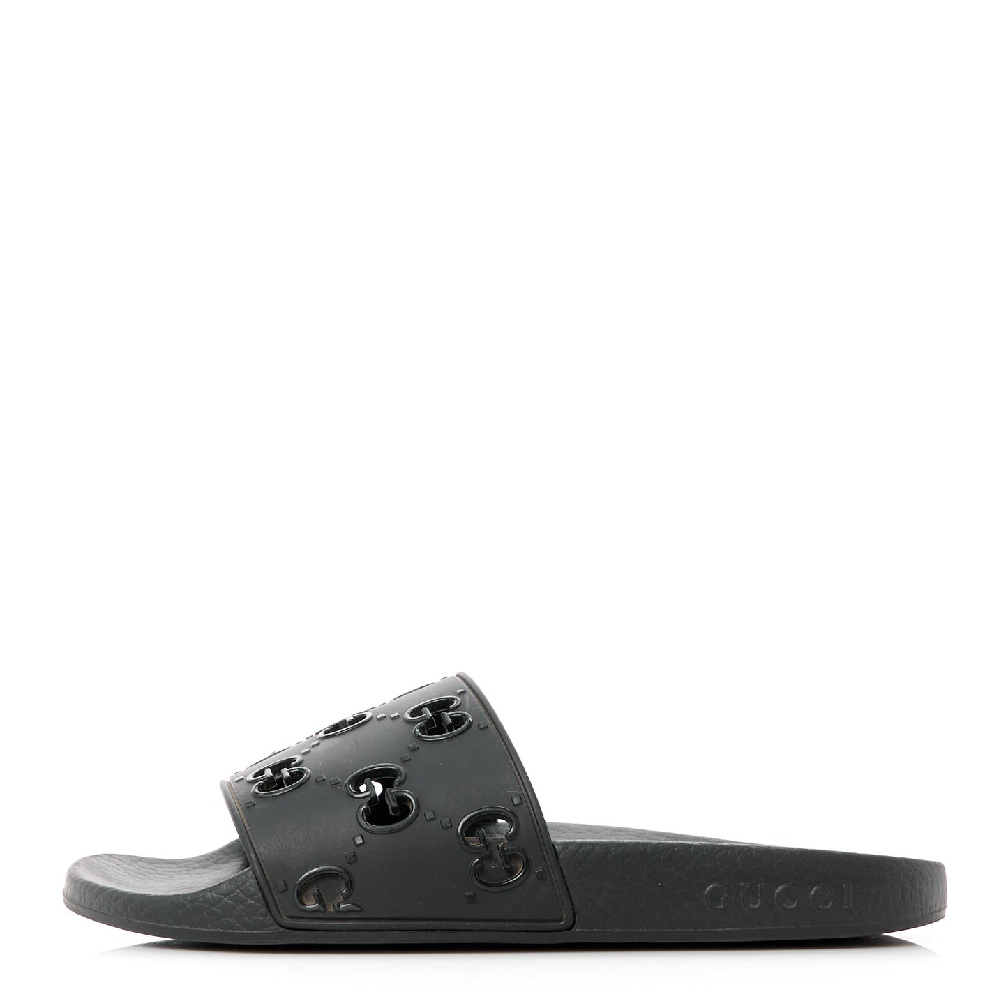Rubber GG Monogram Perforated Womens Slide Sandals 37 Black