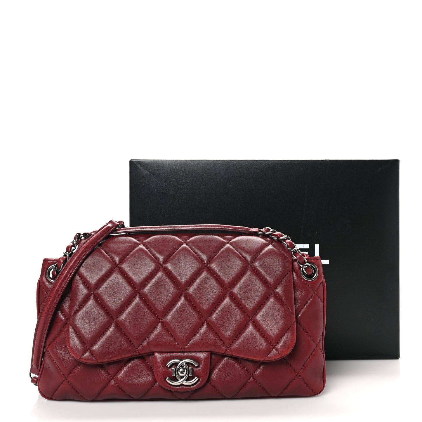 Lambskin Quilted Chanel 3 Accordion Flap Bag Red